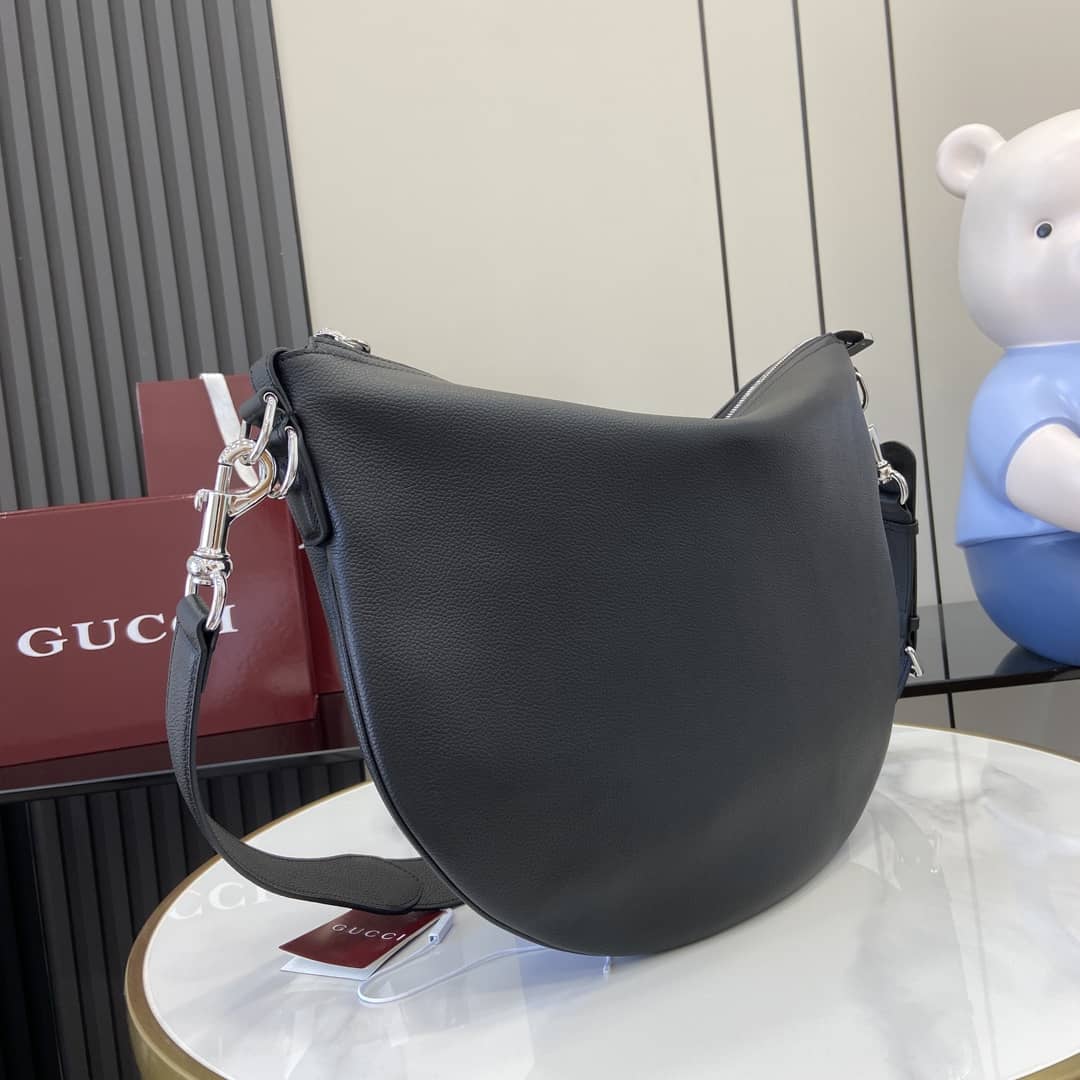 Gucci B Mens Leather Small Black Shoulder Bag_1_160218 Gucci B Mens Leather Small Black Shoulder Bag