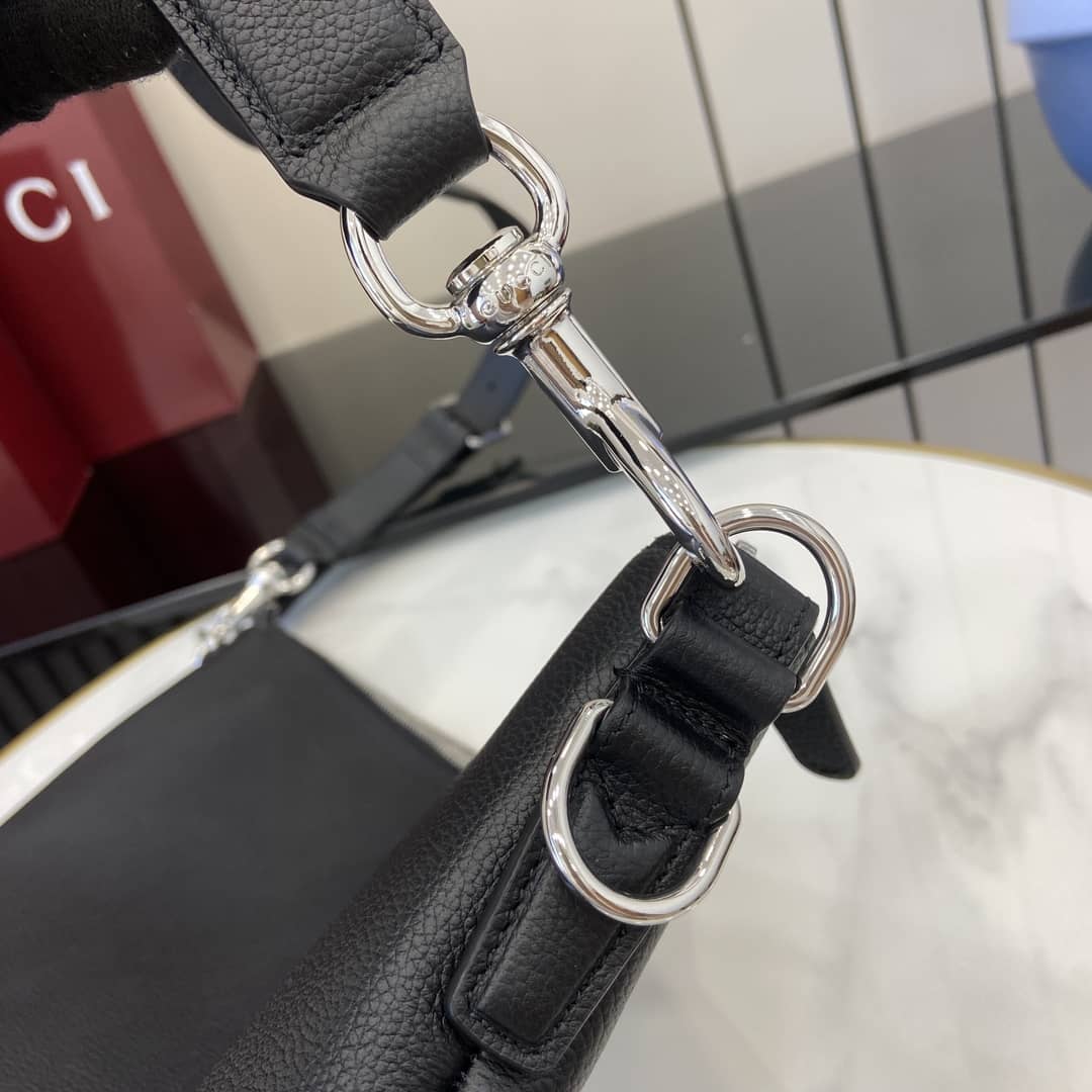 Gucci B Mens Leather Small Black Shoulder Bag_3_160218 Gucci B Mens Leather Small Black Shoulder Bag