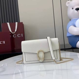 Gucci Dionysus Leather White Chain Wallet 837373