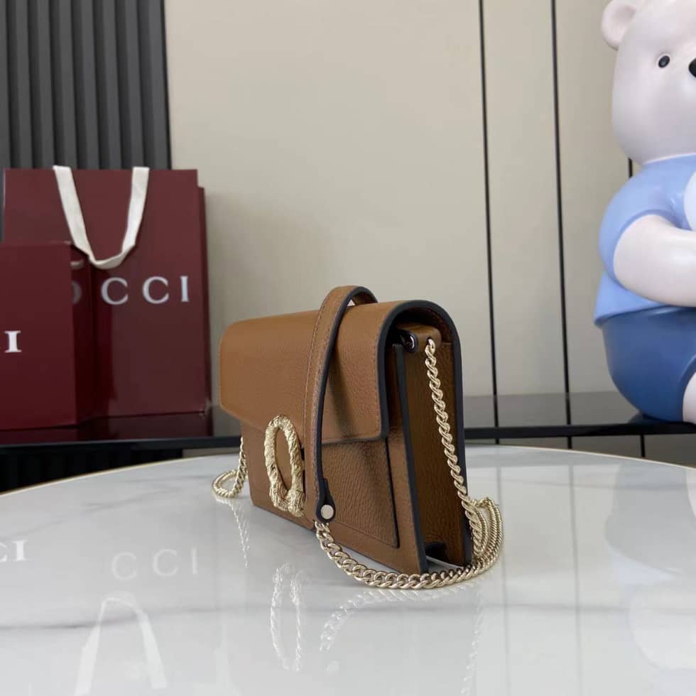 Gucci Dionysus Leather Brown Chain Wallet 837373_2_160268 Gucci Dionysus Leather Brown Chain Wallet 837373
