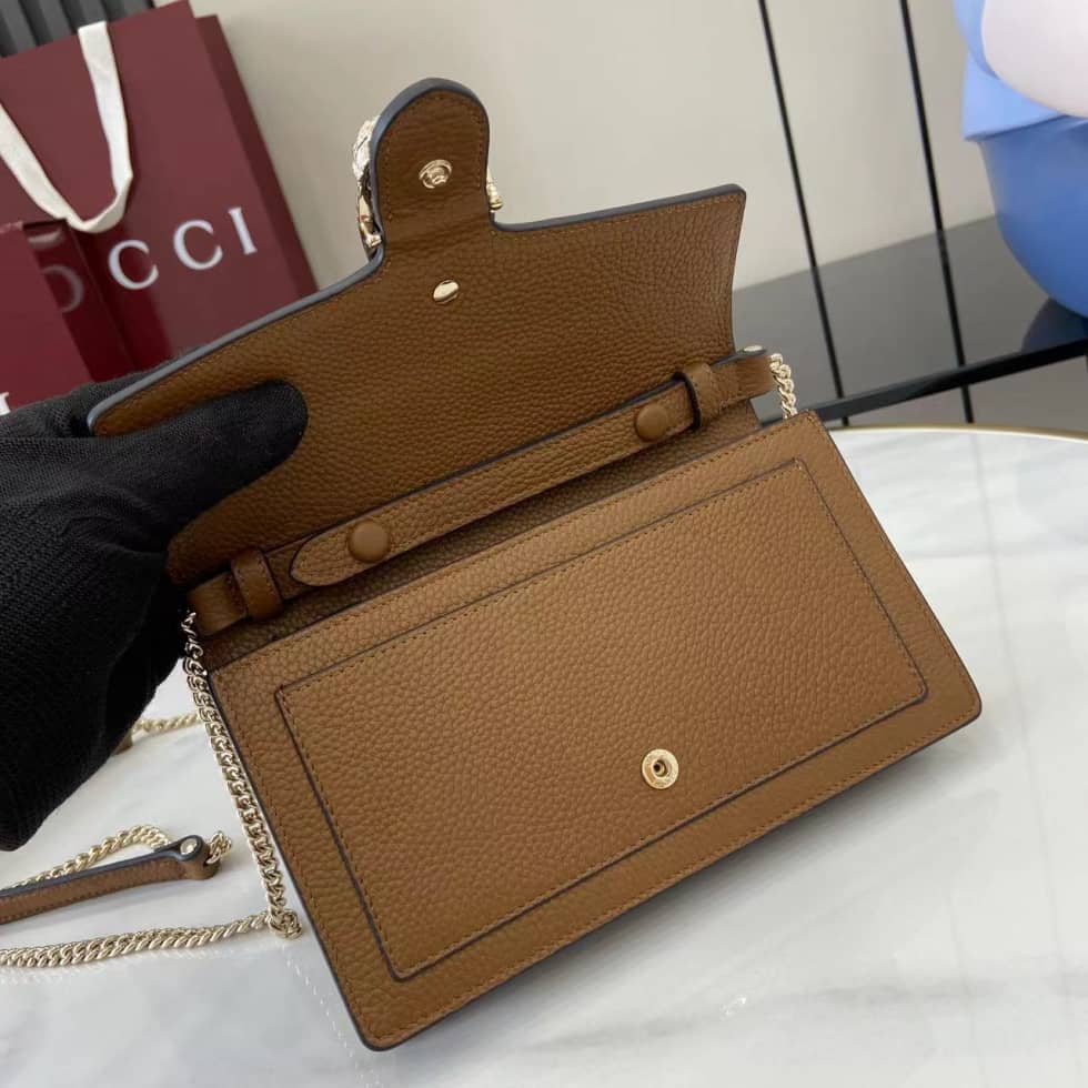 Gucci Dionysus Leather Brown Chain Wallet 837373_6_160268 Gucci Dionysus Leather Brown Chain Wallet 837373