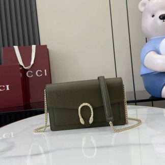 Gucci Dionysus Leather Green Chain Wallet 837373