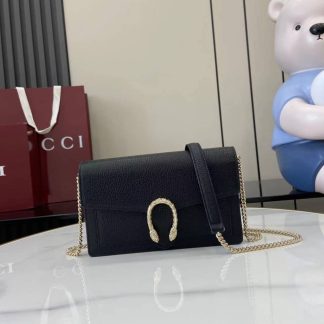 Gucci Dionysus Leather Black Chain Wallet 837373