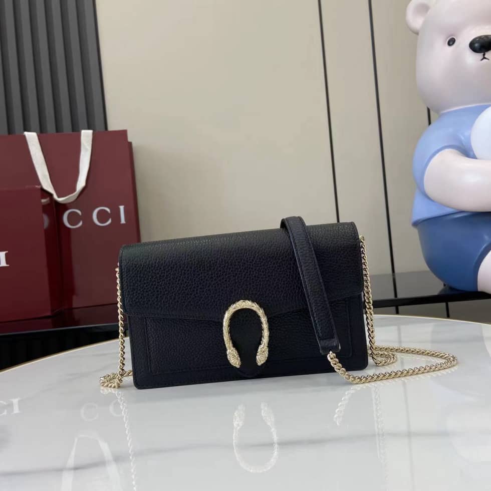 Gucci Dionysus Leather Black Chain Wallet 837373_10_160298 Gucci Dionysus Leather Black Chain Wallet 837373