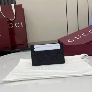 Gucci Imprint Mens Leather Black Card Case 835151