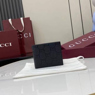 Gucci Imprint Mens Leather Black Bi-fold Wallet