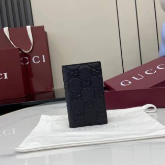 Gucci Imprint Mens Leather Black Card Case