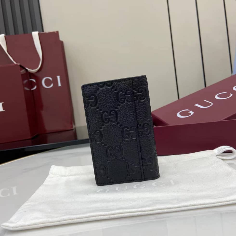 Gucci Imprint Mens Leather Black Card Case_1_160328 Gucci Imprint Mens Leather Black Card Case