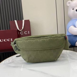 Gucci Mens GG Canvas Large Green Belt Bag 834459