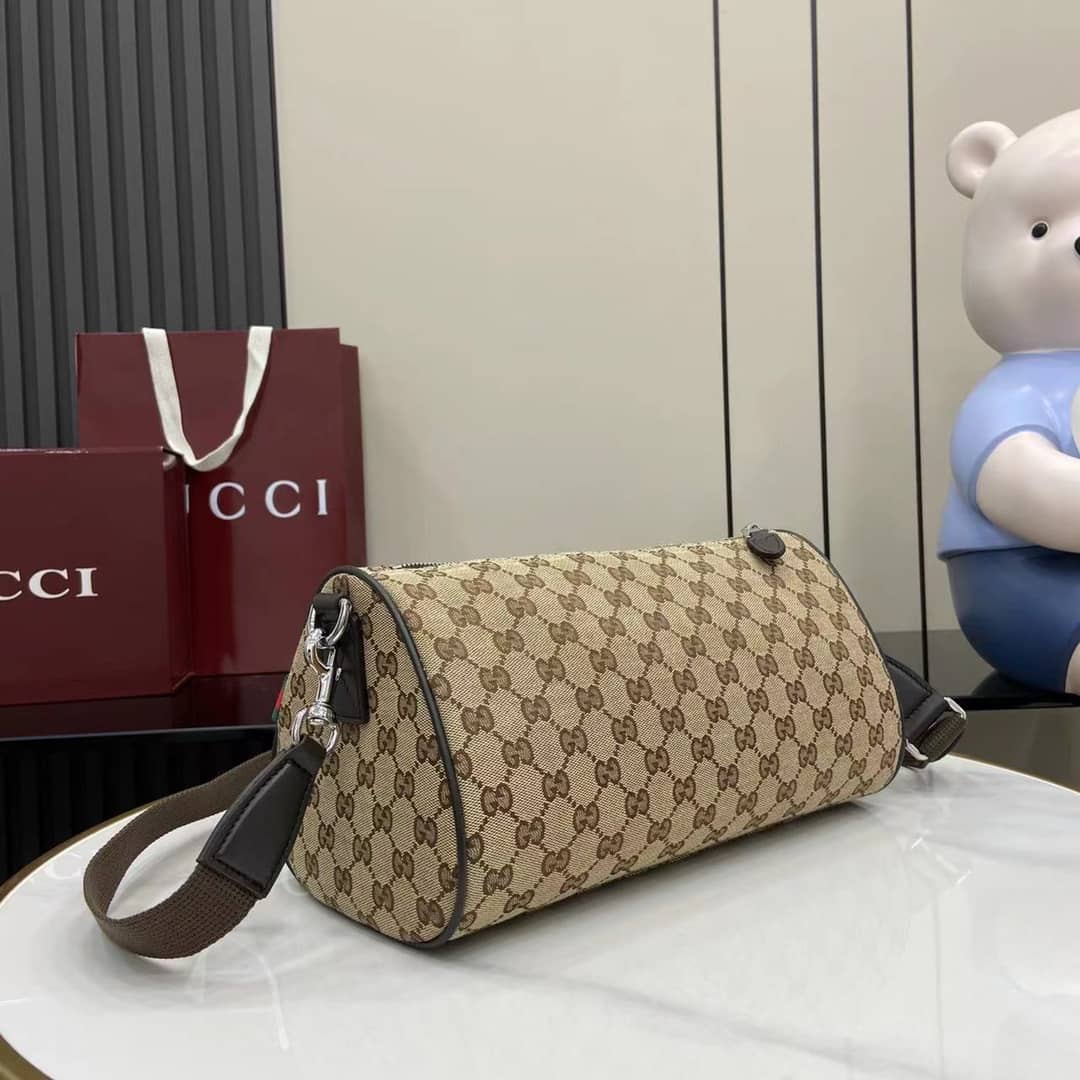 Gucci GG Canvas Small Duffle Bag Beige Brown_2_160438 Gucci GG Canvas Small Duffle Bag Beige Brown