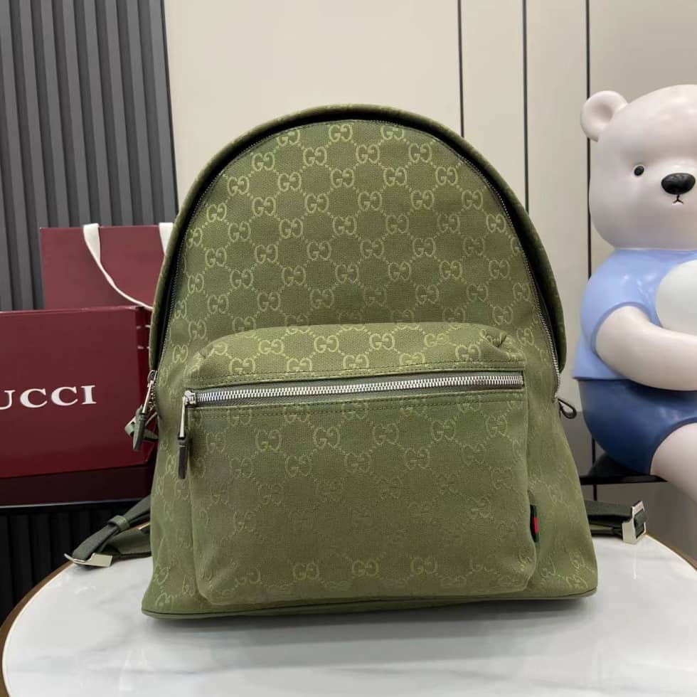 Gucci GG Canvas Mens Medium Green Backpack 834464_10_160468 Gucci GG Canvas Mens Medium Green Backpack 834464