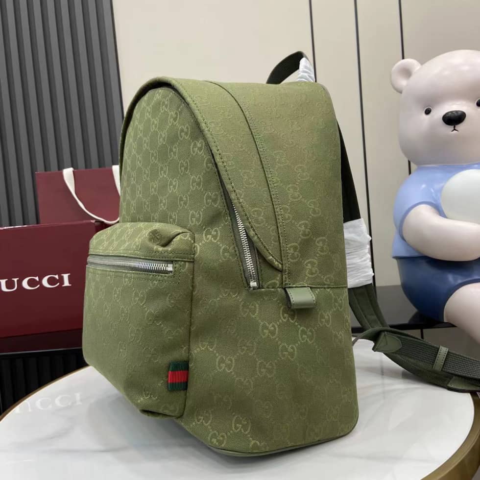 Gucci GG Canvas Mens Medium Green Backpack 834464_2_160468 Gucci GG Canvas Mens Medium Green Backpack 834464