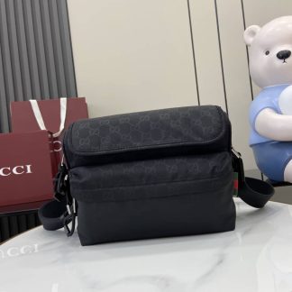 Gucci GG Nylon Mens Medium Black Crossbody Bag