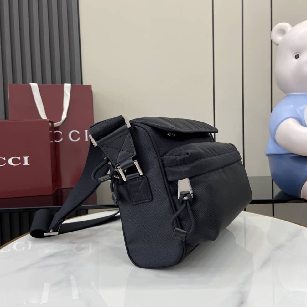 Gucci GG Nylon Mens Medium Black Crossbody Bag_2_160498 Gucci GG Nylon Mens Medium Black Crossbody Bag