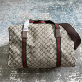 Gucci GG Supreme Fabric Medium Duffle Bag Brown
