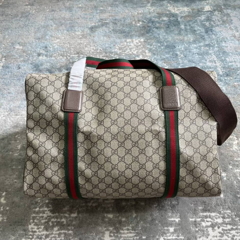 Gucci GG Supreme Fabric Medium Duffle Bag Brown_10_160548 Gucci GG Supreme Fabric Medium Duffle Bag Brown