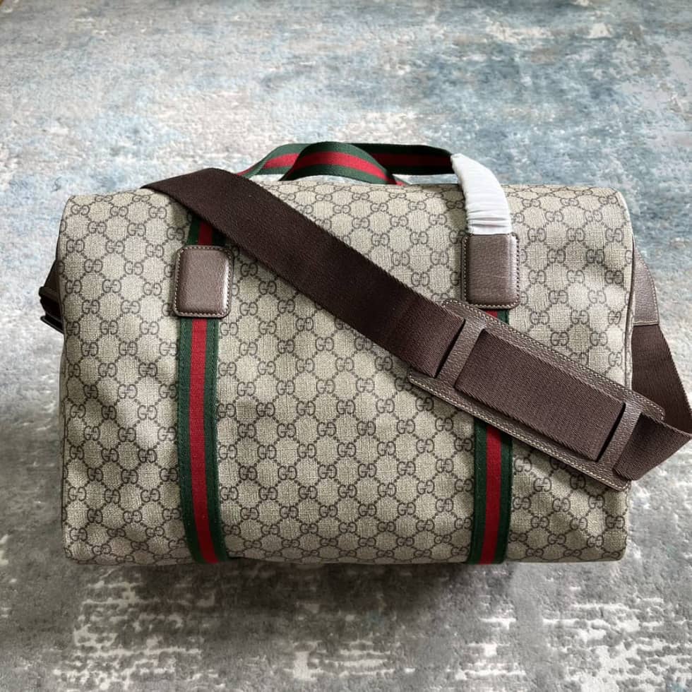 Gucci GG Supreme Fabric Medium Duffle Bag Brown_1_160548 Gucci GG Supreme Fabric Medium Duffle Bag Brown
