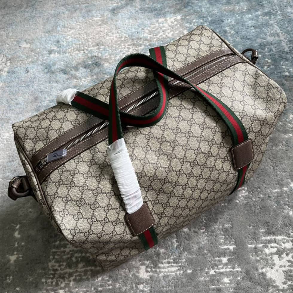 Gucci GG Supreme Fabric Medium Duffle Bag Brown_3_160548 Gucci GG Supreme Fabric Medium Duffle Bag Brown