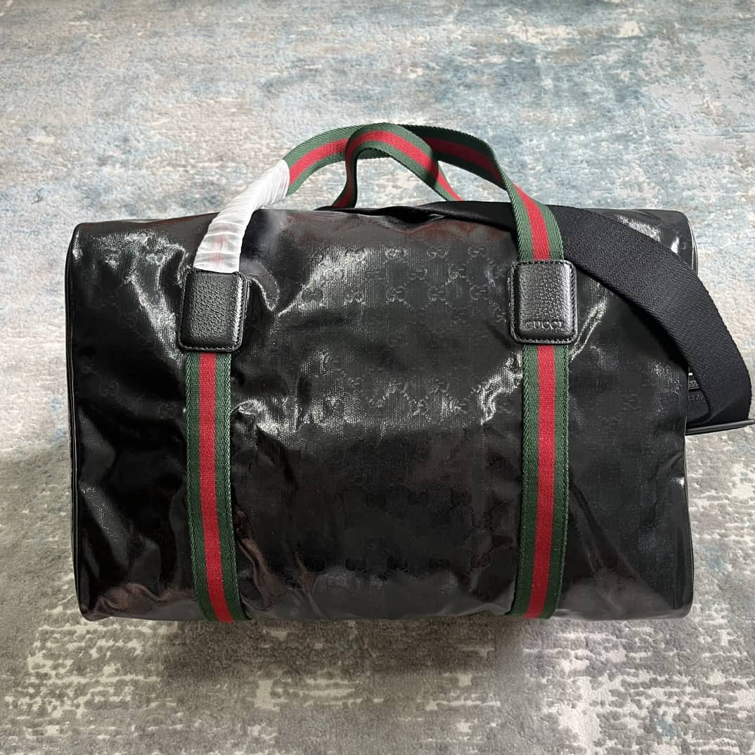 Gucci GG Medium Crystal Canvas Black Duffle Bag_1_160558 Gucci GG Medium Crystal Canvas Black Duffle Bag