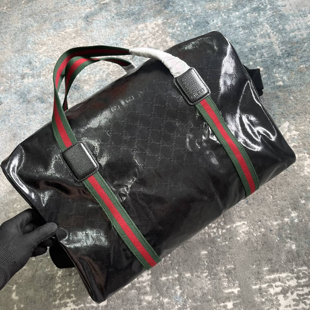 Gucci GG Medium Crystal Canvas Black Duffle Bag_2_160558 Gucci GG Medium Crystal Canvas Black Duffle Bag