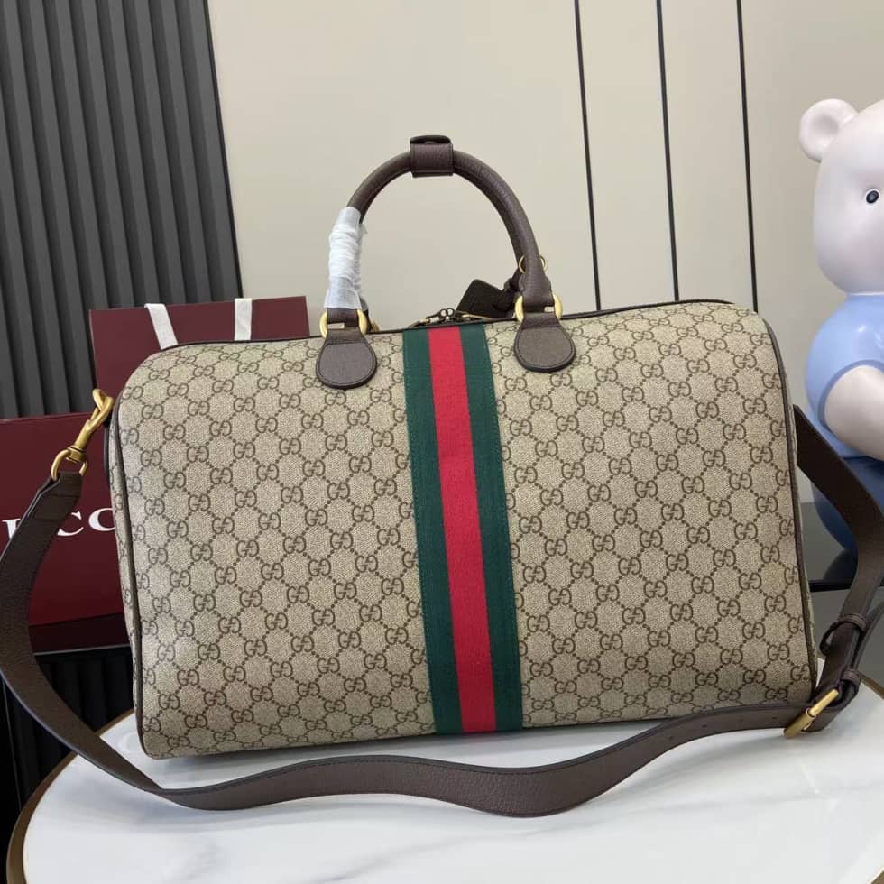 Gucci Savoy Canvas Medium Duffle Bag Beige 834460_2_160658 Gucci Savoy Canvas Medium Duffle Bag Beige 834460
