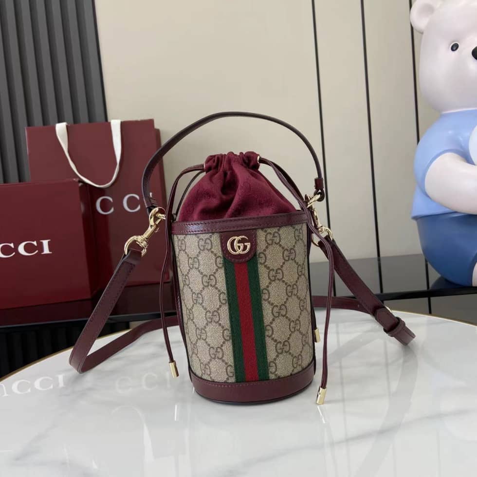 Gucci Ophidia Canvas Mini Brown Bucket Bag 838462_10_160678 Gucci Ophidia Canvas Mini Brown Bucket Bag 838462
