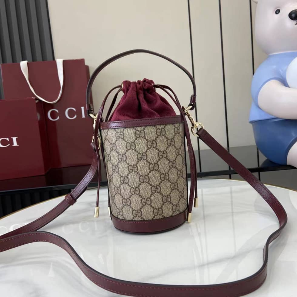 Gucci Ophidia Canvas Mini Brown Bucket Bag 838462_2_160678 Gucci Ophidia Canvas Mini Brown Bucket Bag 838462