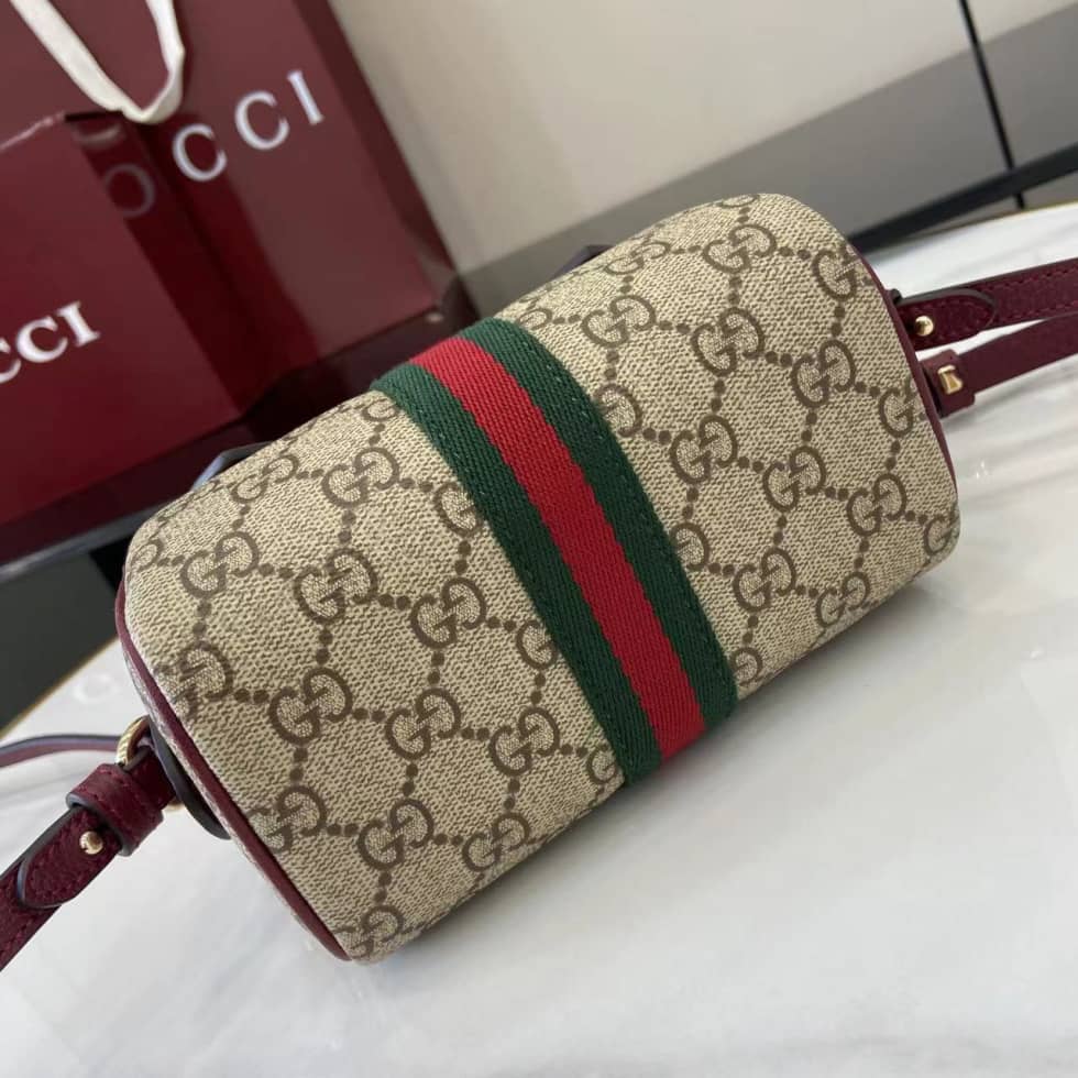 Gucci Ophidia Canvas Mini Red Brown Boston Bag_3_160718 Gucci Ophidia Canvas Mini Red Brown Boston Bag