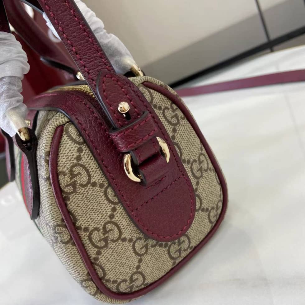 Gucci Ophidia Canvas Mini Red Brown Boston Bag_5_160718 Gucci Ophidia Canvas Mini Red Brown Boston Bag