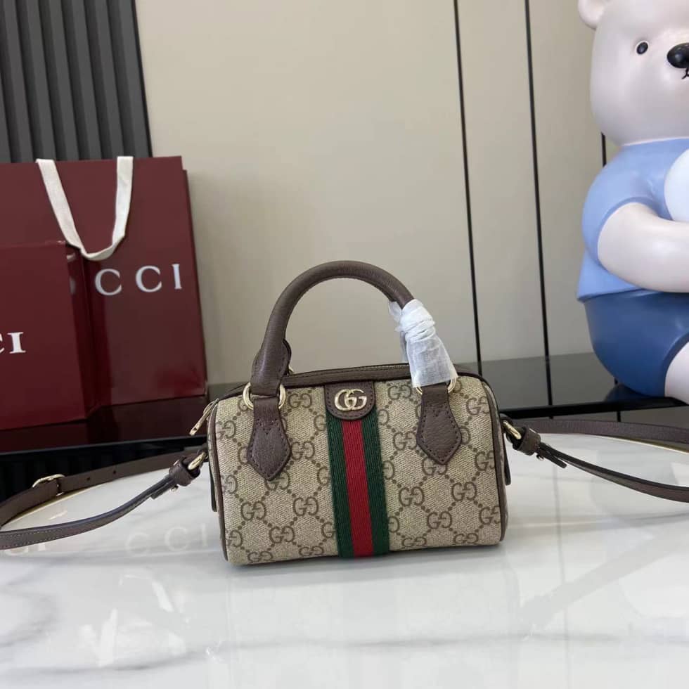 Gucci Ophidia Canvas Mini Brown Boston Bag 838478_10_160728 Gucci Ophidia Canvas Mini Brown Boston Bag 838478