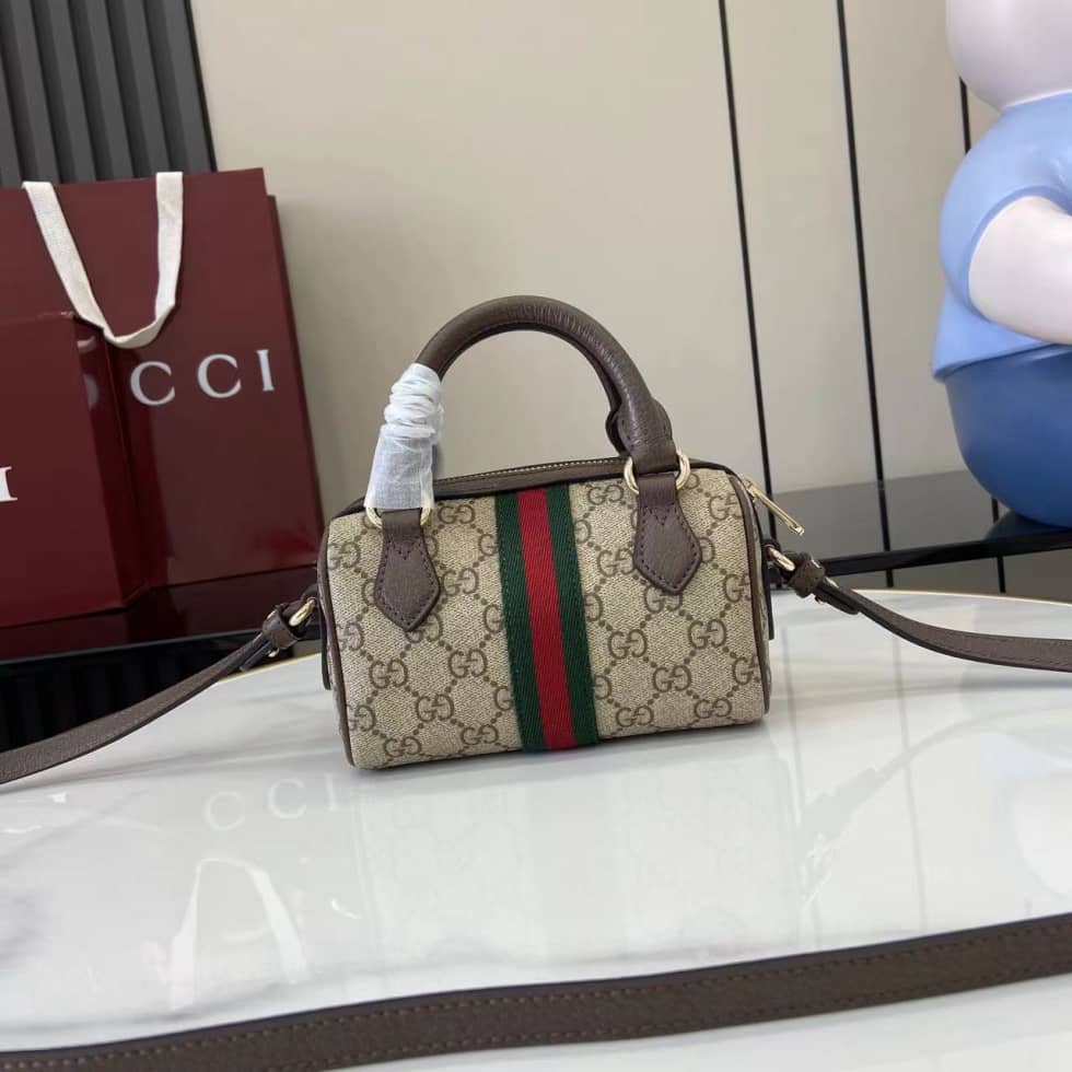 Gucci Ophidia Canvas Mini Brown Boston Bag 838478_1_160728 Gucci Ophidia Canvas Mini Brown Boston Bag 838478