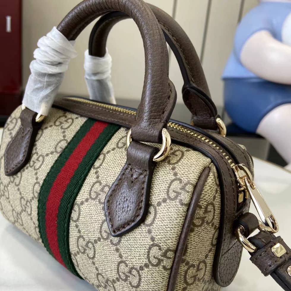 Gucci Ophidia Canvas Mini Brown Boston Bag 838478_4_160728 Gucci Ophidia Canvas Mini Brown Boston Bag 838478