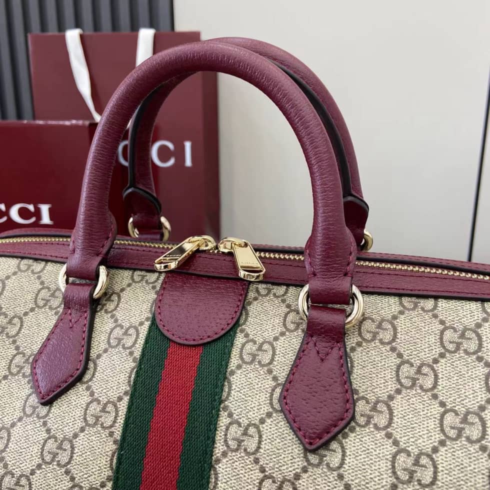 Gucci Ophidia Canvas Large Red Brown Boston Bag_4_160738 Gucci Ophidia Canvas Large Red Brown Boston Bag
