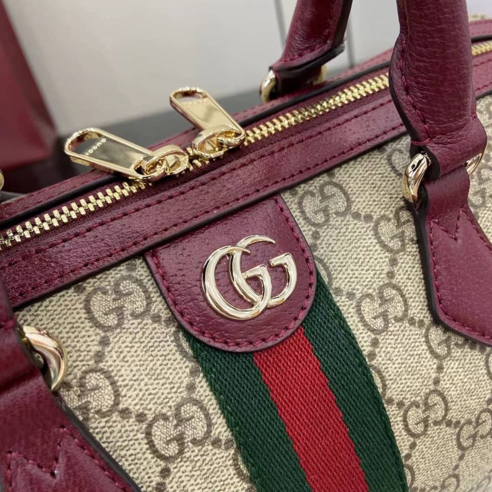 Gucci Ophidia Canvas Large Red Brown Boston Bag_5_160738 Gucci Ophidia Canvas Large Red Brown Boston Bag