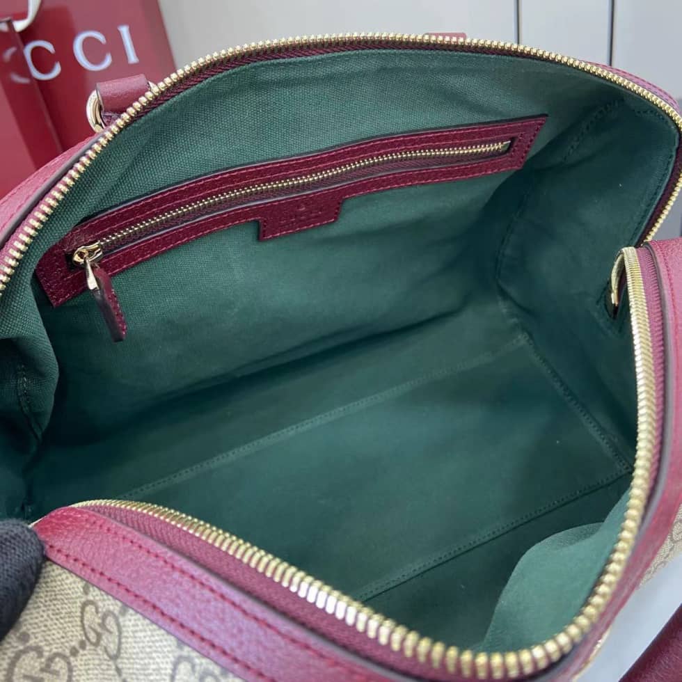 Gucci Ophidia Canvas Large Red Brown Boston Bag_7_160738 Gucci Ophidia Canvas Large Red Brown Boston Bag