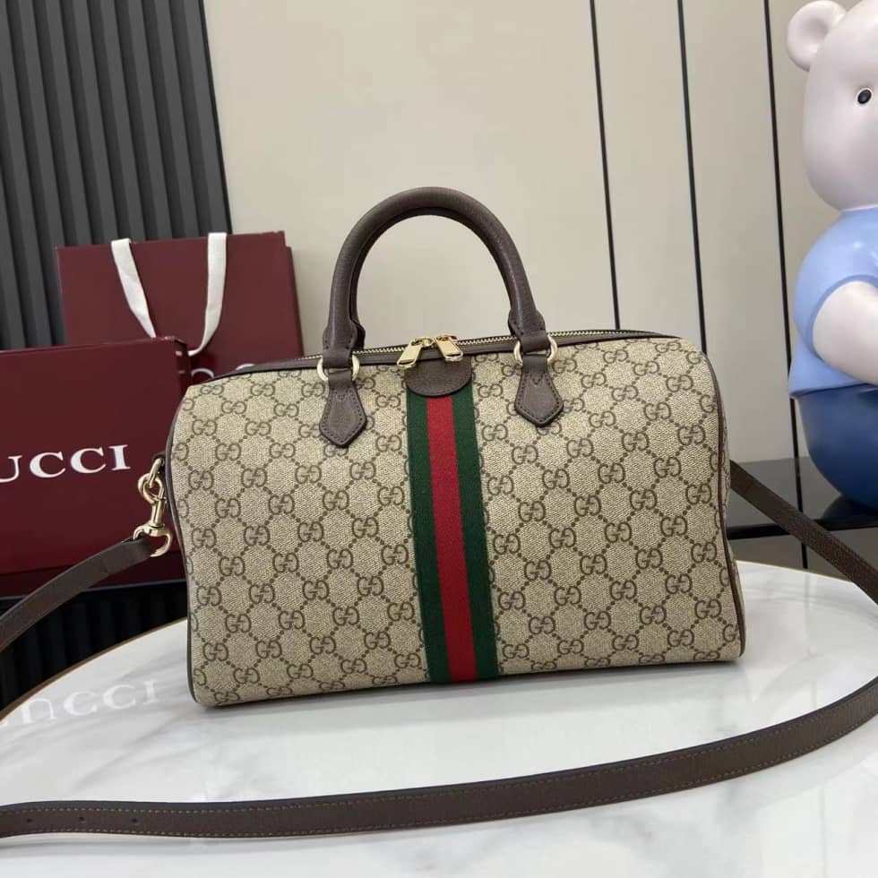 Gucci Ophidia Canvas Large Brown Boston Bag_1_160748 Gucci Ophidia Canvas Large Brown Boston Bag