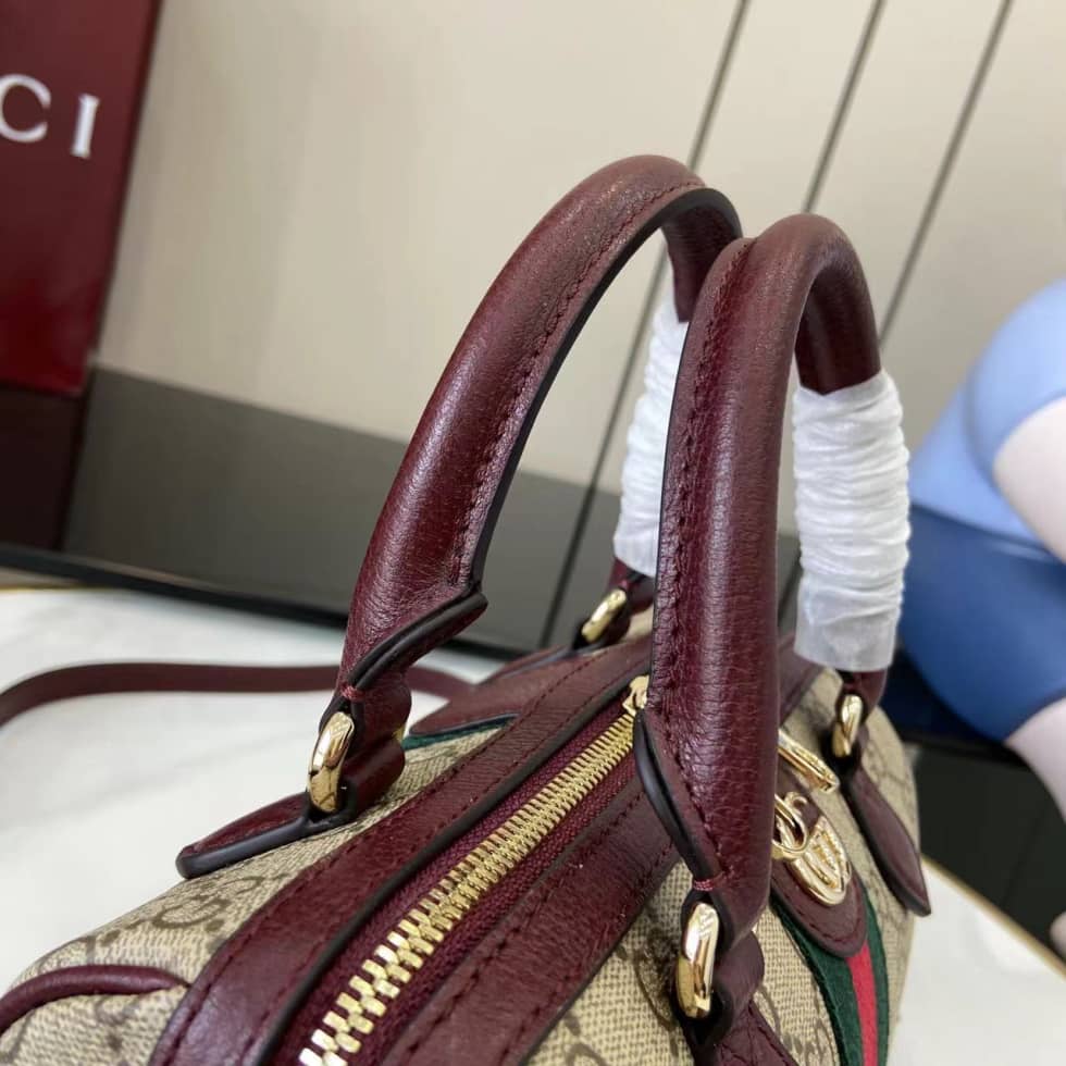 Gucci Ophidia Canvas Small Brown Red Boston Bag_3_160758 Gucci Ophidia Canvas Small Brown Red Boston Bag