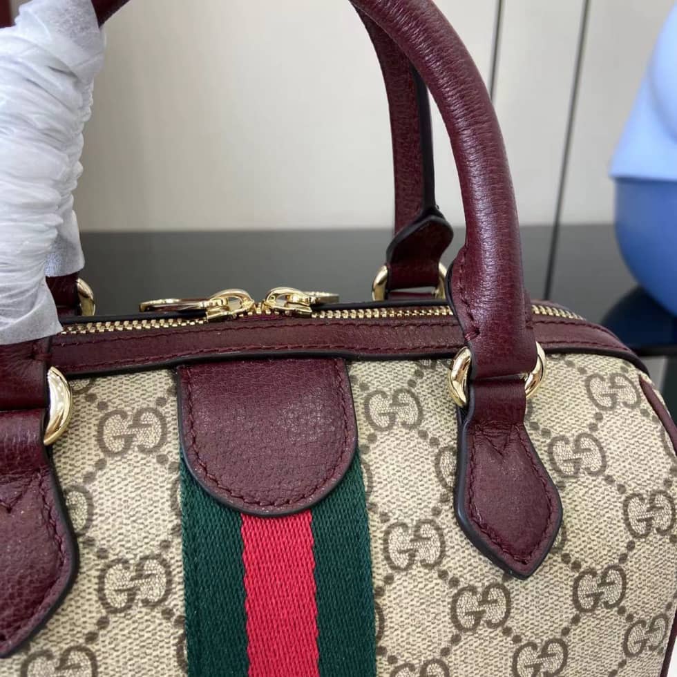 Gucci Ophidia Canvas Small Brown Red Boston Bag_4_160758 Gucci Ophidia Canvas Small Brown Red Boston Bag