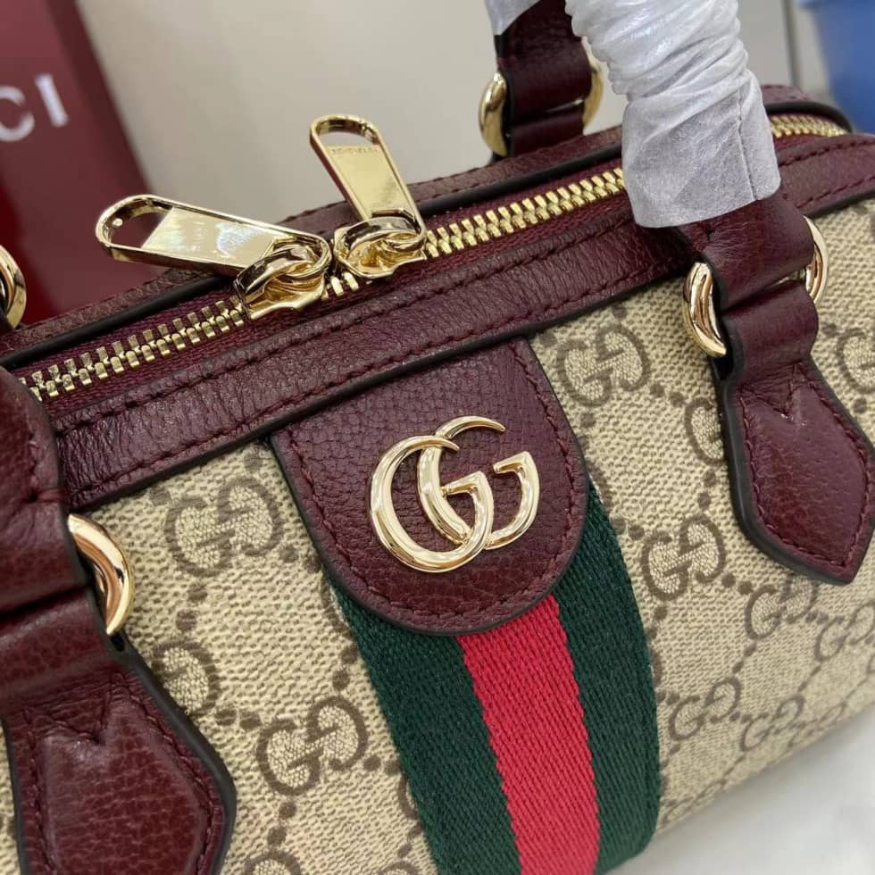 Gucci Ophidia Canvas Small Brown Red Boston Bag_5_160758 Gucci Ophidia Canvas Small Brown Red Boston Bag