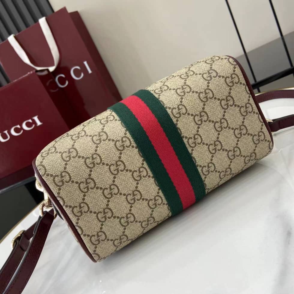 Gucci Ophidia Canvas Small Brown Red Boston Bag_6_160758 Gucci Ophidia Canvas Small Brown Red Boston Bag