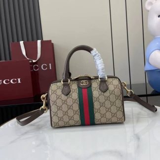 Gucci Ophidia Canvas Small Brown Boston Bag