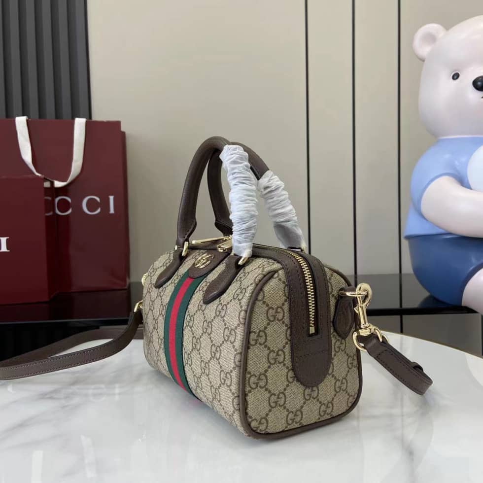 Gucci Ophidia Canvas Small Brown Boston Bag_2_160768 Gucci Ophidia Canvas Small Brown Boston Bag