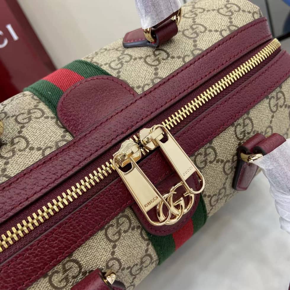 Gucci Ophidia Canvas Medium Brown Red Boston Bag_4_160778 Gucci Ophidia Canvas Medium Brown Red Boston Bag