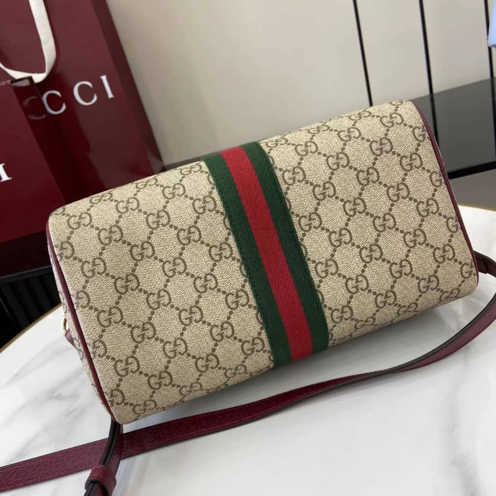 Gucci Ophidia Canvas Medium Brown Red Boston Bag_6_160778 Gucci Ophidia Canvas Medium Brown Red Boston Bag