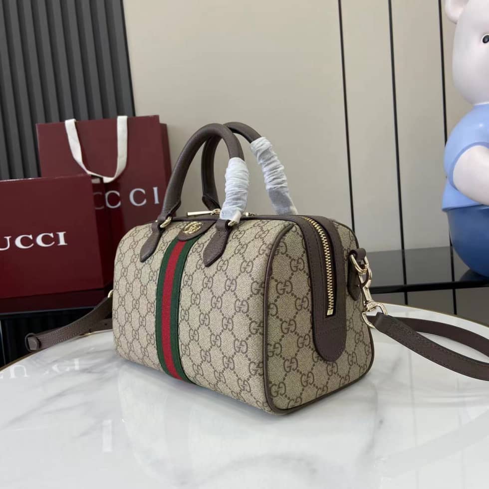 Gucci Ophidia Canvas Medium Brown Boston Bag_2_160788 Gucci Ophidia Canvas Medium Brown Boston Bag