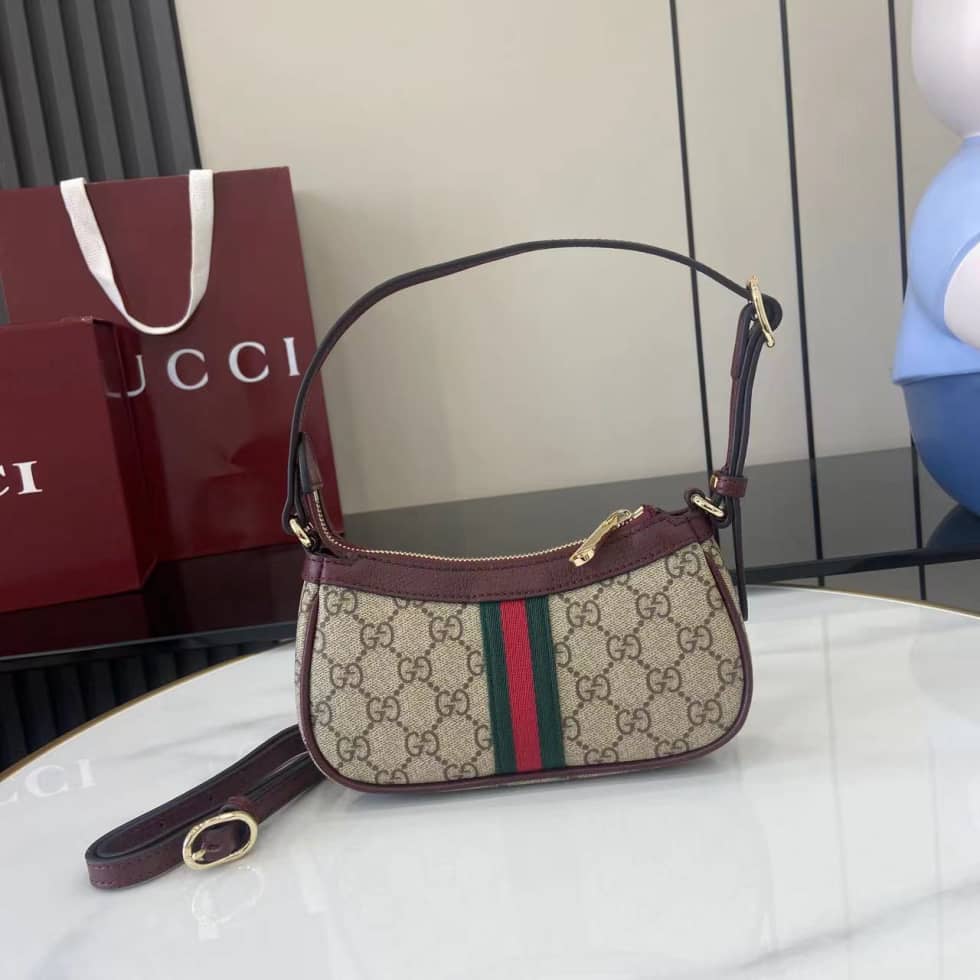 Gucci Ophidia Canvas Mini Red Brown Shoulder Bag_1_160798 Gucci Ophidia Canvas Mini Red Brown Shoulder Bag