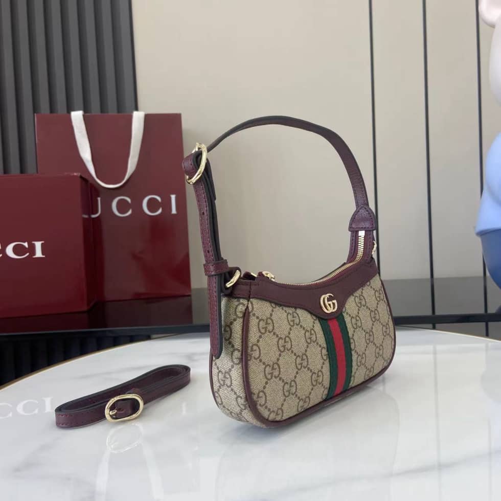 Gucci Ophidia Canvas Mini Red Brown Shoulder Bag_6_160798 Gucci Ophidia Canvas Mini Red Brown Shoulder Bag