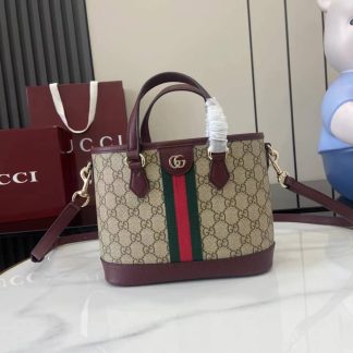 Gucci Ophidia Small Brown Red Tote Bag 836848