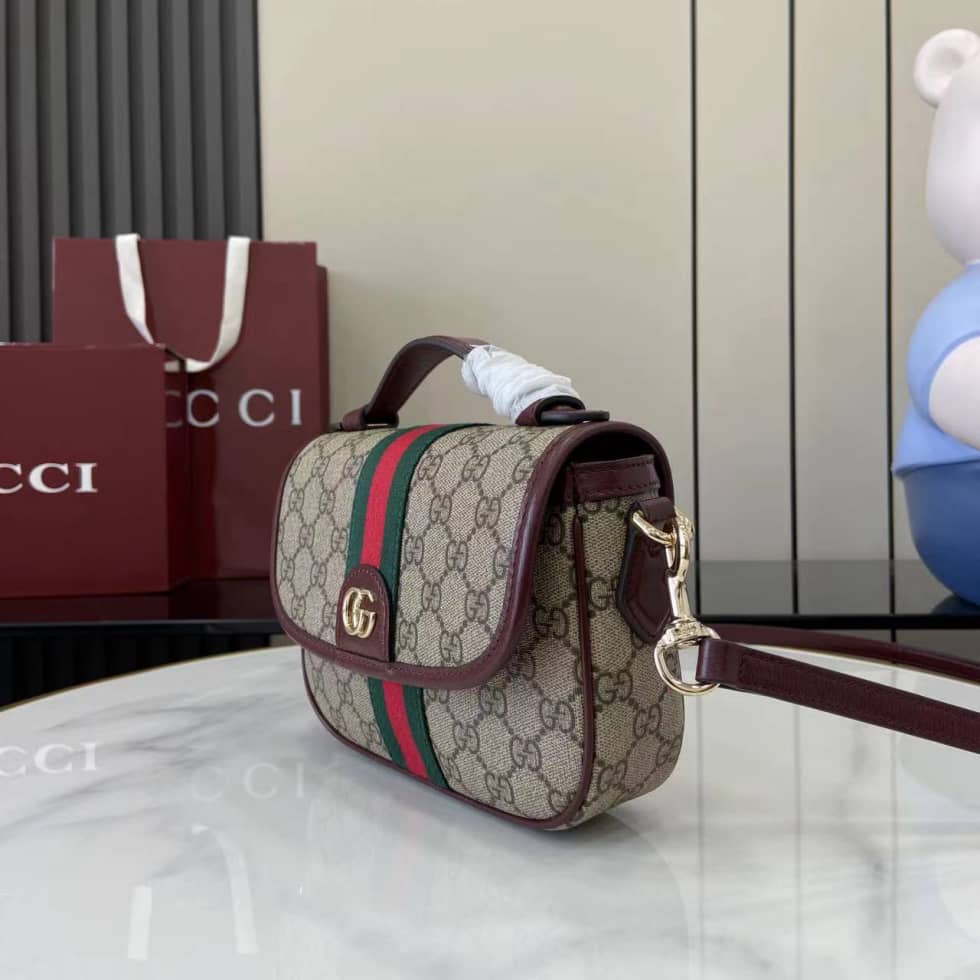 Gucci Ophidia Small Brown Red Top Handle Bag_1_160878 Gucci Ophidia Small Brown Red Top Handle Bag