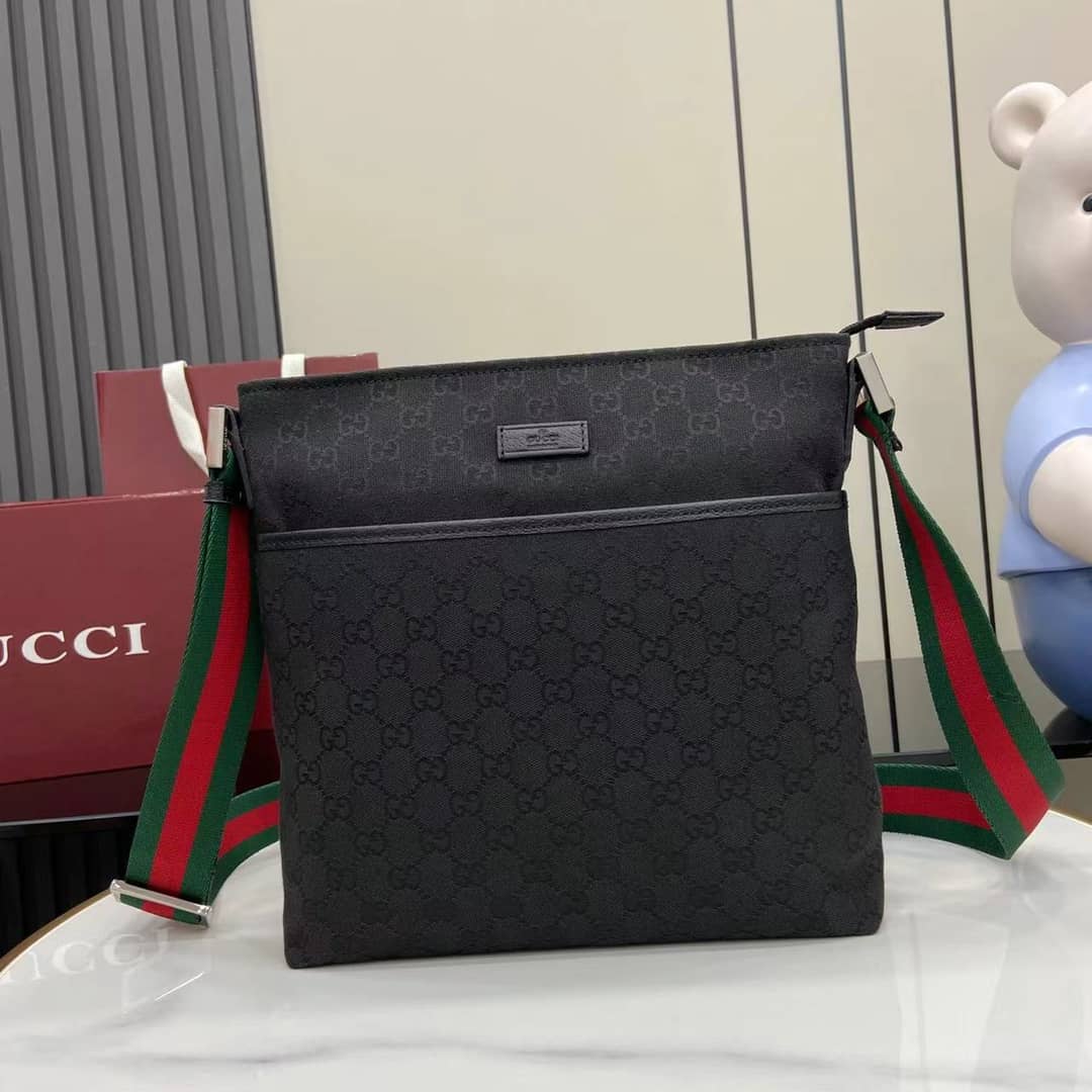 Gucci Mens GG Canvas Black Messenger Bag 189751_10_160968 Gucci Mens GG Canvas Black Messenger Bag 189751